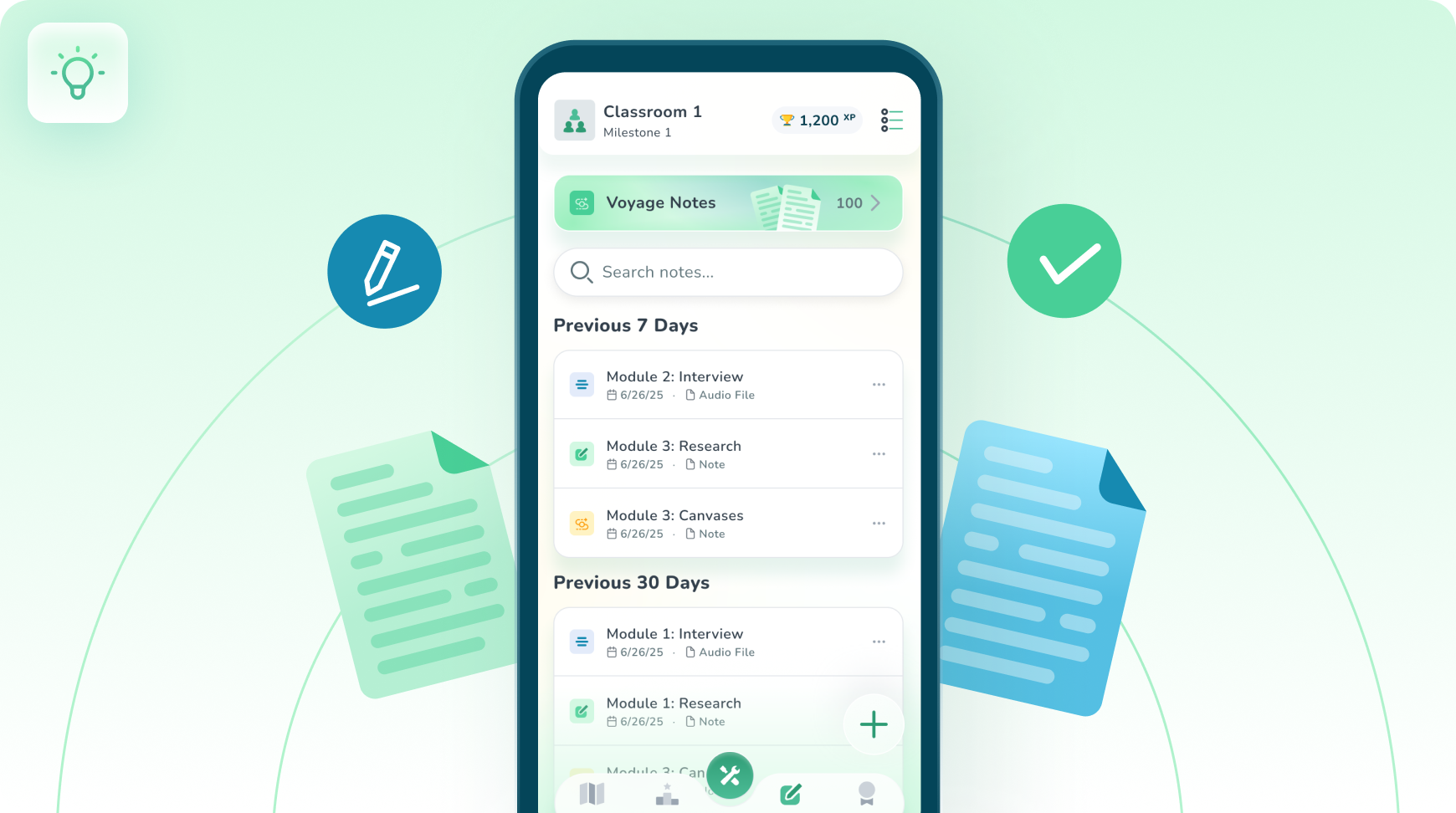 Notepad in use on a phone
